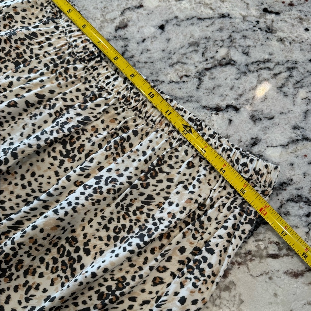 Aerie Leopard Print Midi Skirt Lace Trim Elastic Waist Size L - Picture 10 of 11